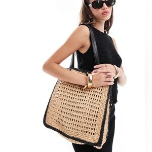 MANGO Women's Natural Fiber Shopper bag